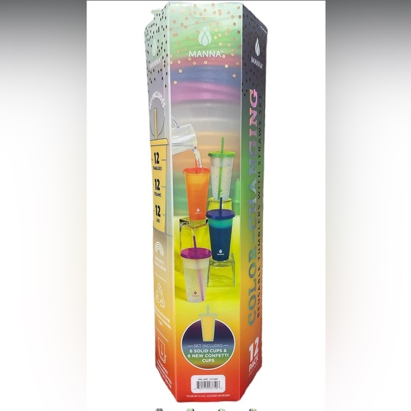 MANNA 12 Pack Color-Changing Tumblers & Straws Set: 24 oz - Picture 1 of 5